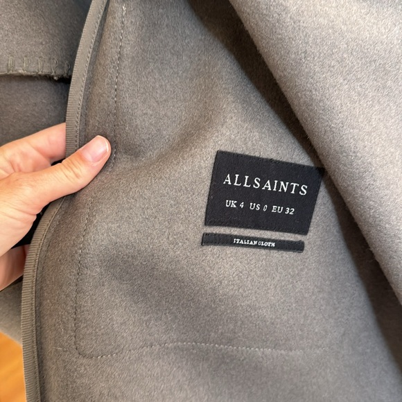 All saints wool coat with suede sleeves - olive / grey color - Picture 5 of 5